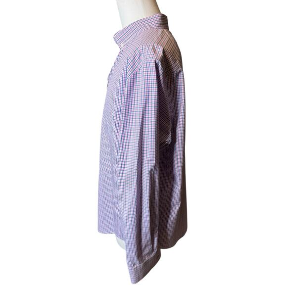 Untuckit Pink Blue Plaid Shirt Men's XL Classic Fit Button Down No Iron Cotton - Picture 4 of 7